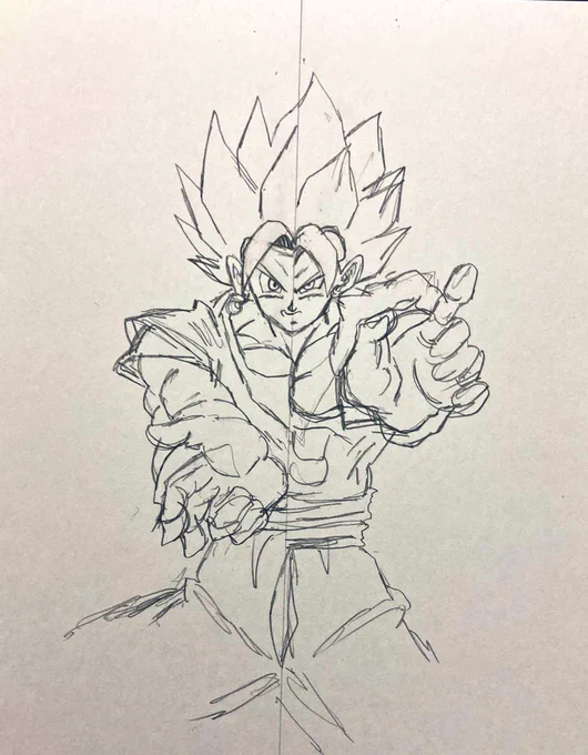 下描きの下描き😎✨
赤髪ゴッドのベジット&ゴジータ 