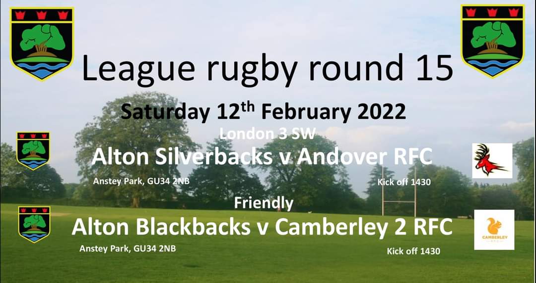 🏉Match Day🏉🔴⚫🦍
@altonrugby Silverbacks v <a href="/AndoverRFC/">Andover Rugby Club</a>
and
<a href="/alton_super2s/">Alton RFC 2xv</a> Blackbacks v <a href="/CamberleyRugby/">Camberley Rugby</a> 2

📅  12th  February 2022
🕝  1430
🏟  Anstey Park, GU34 2NB
 #SilverBacks #Blackbacks #Redbellies