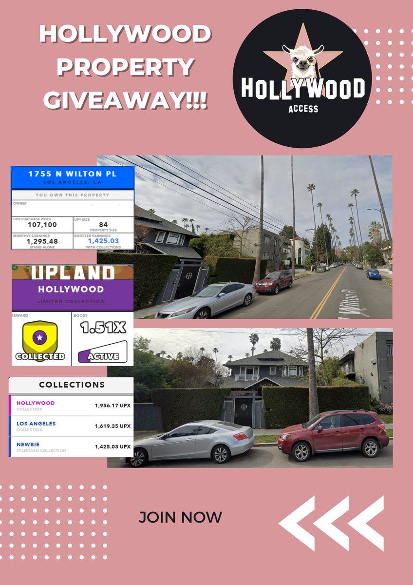 uplandhollywood's tweet photo. Hollywood property #giveaways! Join our server and get a chance to win our property giveaways! https://t.co/VUzd3SaUcN
#metaverse
#uplandme
#realestate
#VirtualRealEstate https://t.co/25TM2LpXVW