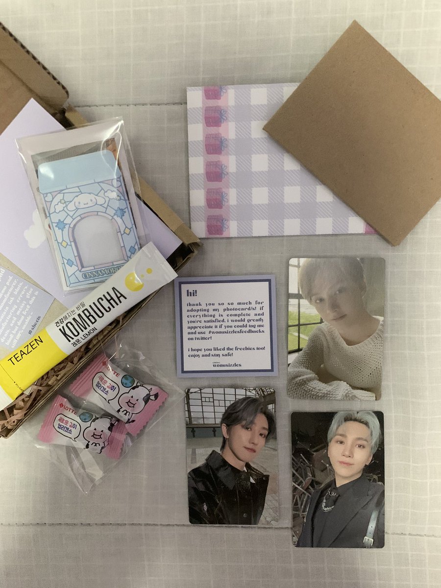 ottwentynine's tweet photo. Hello @wonusizzlescart!! 

Maraming salamat for letting me adopt JunHaoKwan. The PCs came home in mint condition with super secure packaging. Sobrang daming cute at useful na freebies pa!!

Thank you so much for the great transaction! Sa uulitin. 😊💖

#wonusizzlesfeedbacks https://t.co/8Dqgjdi7NT