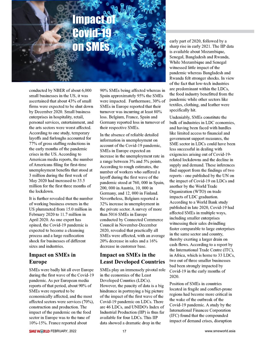 IndiaWaterFoun1's tweet photo. Dear Friends, Please find Dr. Arvind Kumar's recent article 'Impact of Covid 19 on SMEs – A Global Perspective’' published in #SMEWorld magazine, February 2022 Vol. XV, No. 02 issue. Please feel free to share your suggestions and inputs.....Read more
https://t.co/R2nwh4pzgm https://t.co/CT2cHZlJ7y