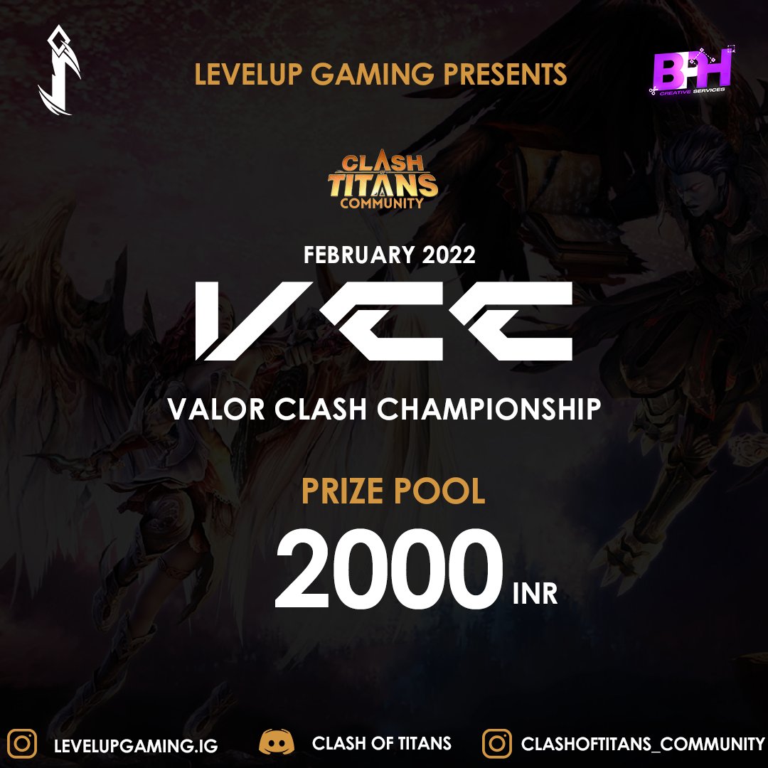 levelup_tw's tweet photo. VCC | CoT x Level Up

We at Level Up Gaming are happy to announce our collaboration with Clash of Titans community to bring you all the February Edition of Valor Clash Championship with a prize pool of ₹2,000!!!

#levelupgaming #Happy_Clashing #clashoftitans https://t.co/9i2w422NUf