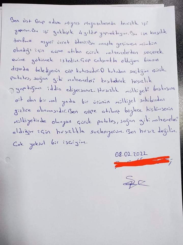 "Ben hırsız değilim. Çok yoksul bir Migros işçisiyim.."
