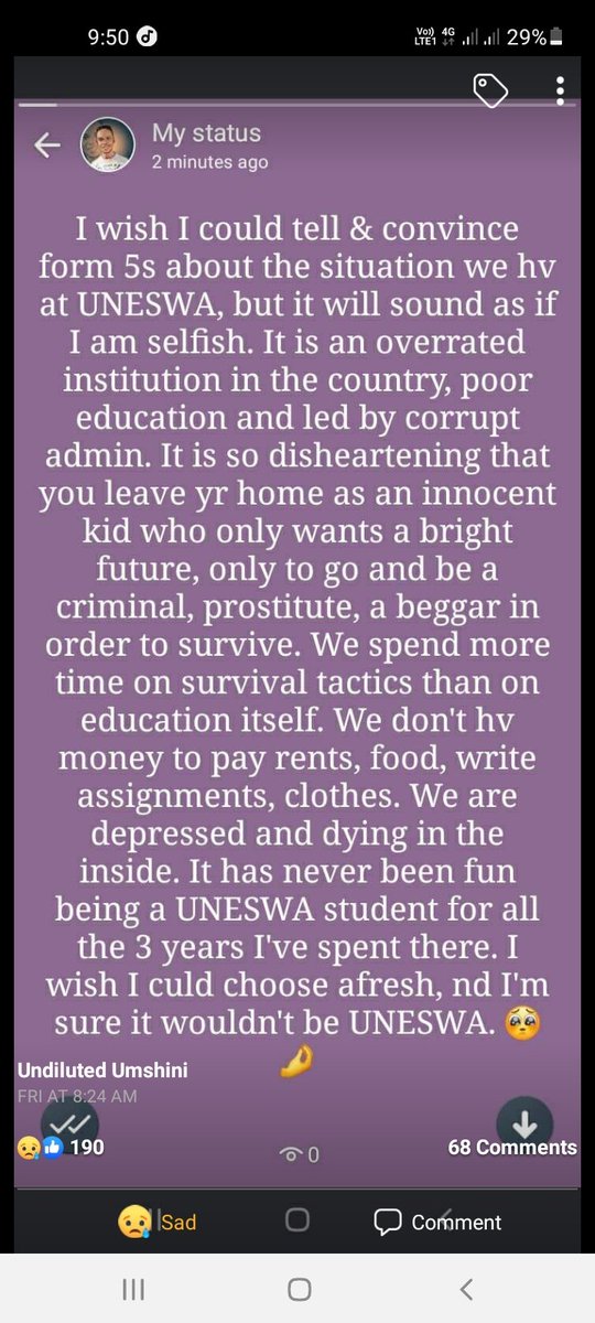 #TiniTwitter 

The pain of being liswati!!!

Hearken my fellow students!