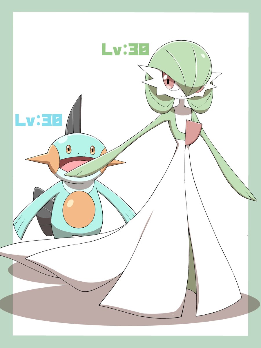 gardevoir pokemon (creature) open mouth standing green hair tongue red eyes border  illustration images