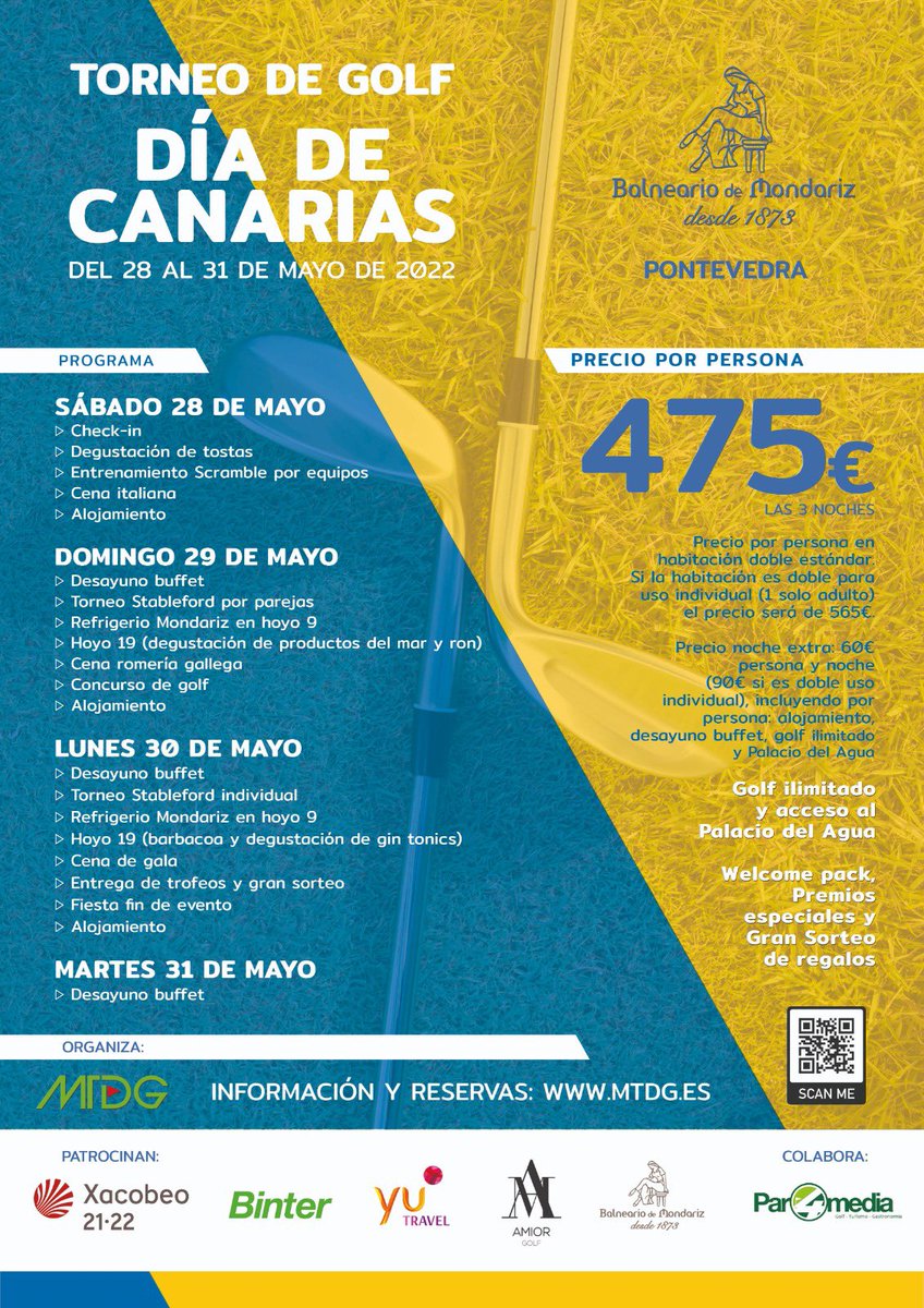 Se acabó la espera!

Abiertas inscripciones para el #TorneoDíadeCanarias2022.

¿Cuándo?: 28 - 31 de Mayo.

¿Dónde?: <a href="/Balne_Mondariz/">BalneariodeMondariz</a>.

¿Cómo reservo?: mtdg.es

No te despistes que las plazas vuelan!

#Golf #Canarias #Galicia