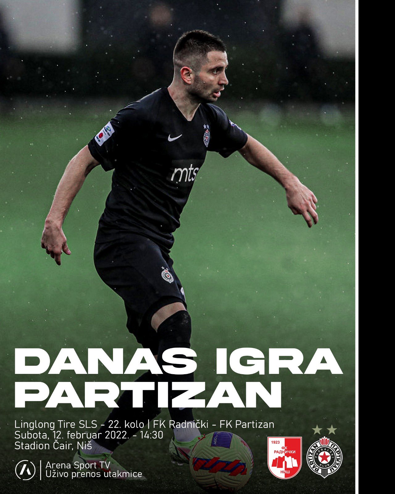 Uživo TV prenos Radnički Niš - Partizan 