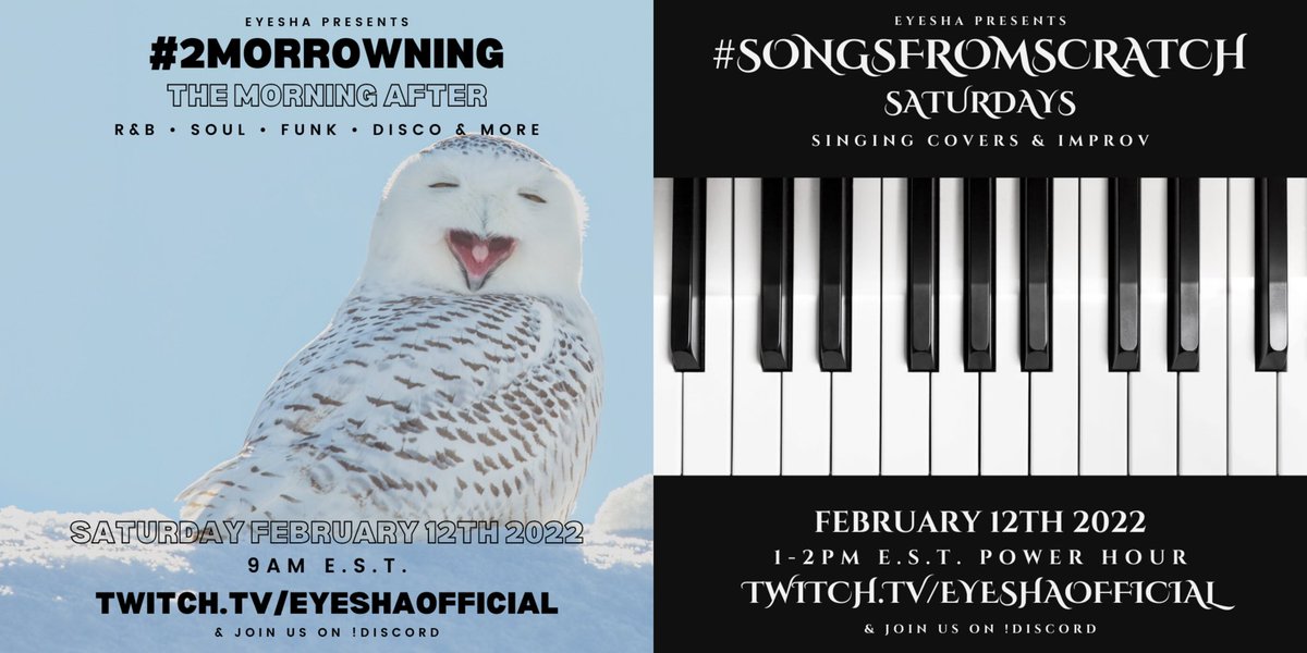 EyeshaOfficial's tweet photo. ❄️Today Sat on https://t.co/5oKgmoR021❄️
#2morrowning +
#SongsFromScratch power hr💙
For the 1st time on Twitch🎶A concept I started doing +- 8 years ago on FB live; singing improv based on topics you choose in the chat while playing the keys & some singing covers in between✨ https://t.co/e4m1EtX5fa