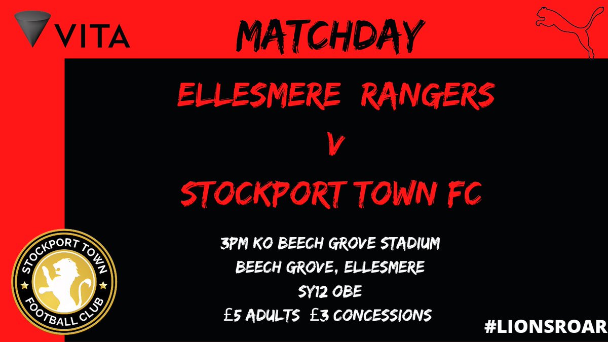 StockportTownFC's tweet photo. MATCHDAY, its a trip into beautiful Shropshire today &amp; another tough game but lets hope @04PTurnbull, @mjeff18 &amp; the Lion's can bring home the points, we can do this

#LionsRoar🦁

🆚 @EllesRangers_FC

📍 Beech Grove, Ellesmere

📆 12th Feb

⏰ 3pm KO

🎫 £5 adults, £3 concession https://t.co/xryZLJ2kMq