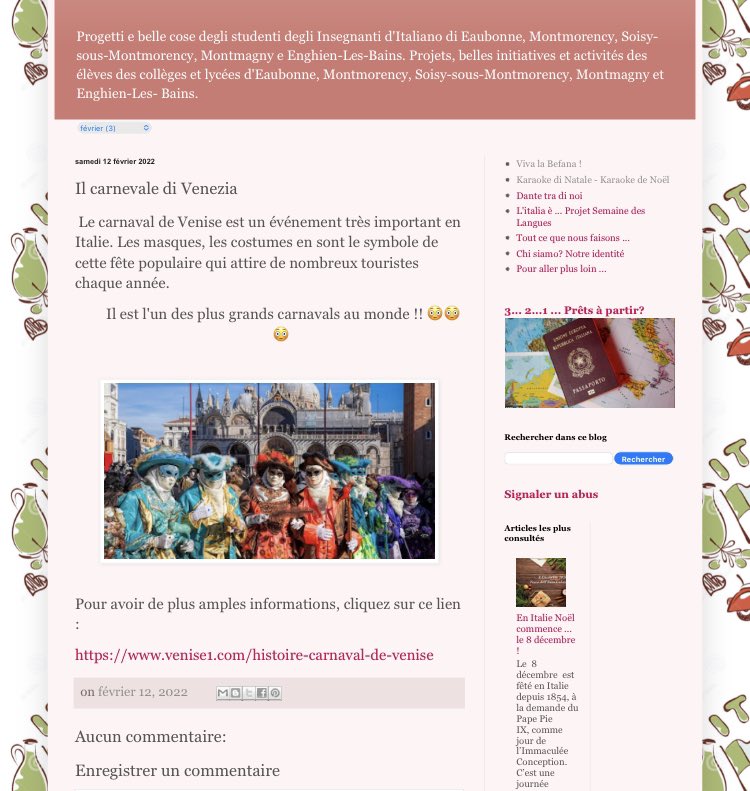 classe_95's tweet photo. Aujourd’hui c’est le grand jour: le Carnaval de Venise 🎭 débute avec toutes les activités dans les campo 🤩pour le découvrir https://t.co/qvn9kBCwF8 https://t.co/qLOfRluD3k