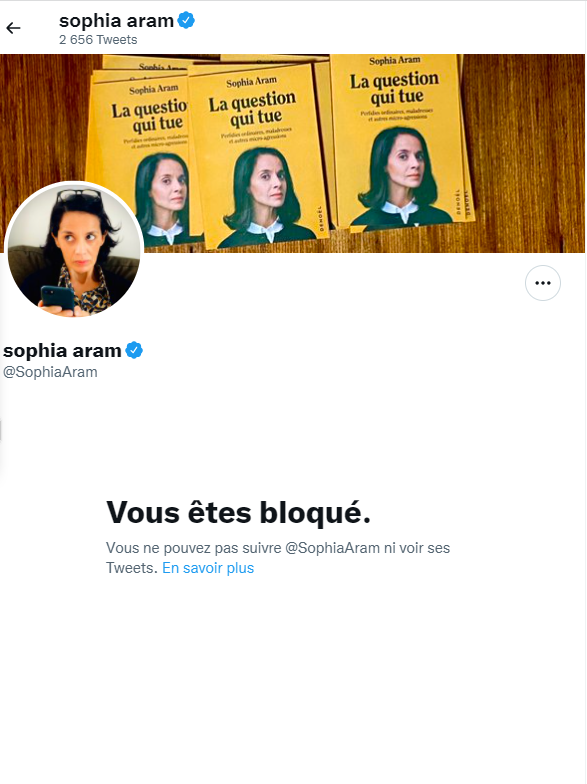 Samira369a's tweet photo. Mon but premier était évidement de me faire bloquer. Si elle n'est pas réputée pour ses qualités humoristiques, elle est en revanche connue pour être SI prévisible… https://t.co/IOneExWmFQ