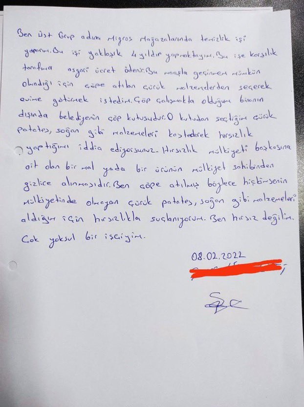 "ben hırsız değilim, çok yoksul bir işçiyim"