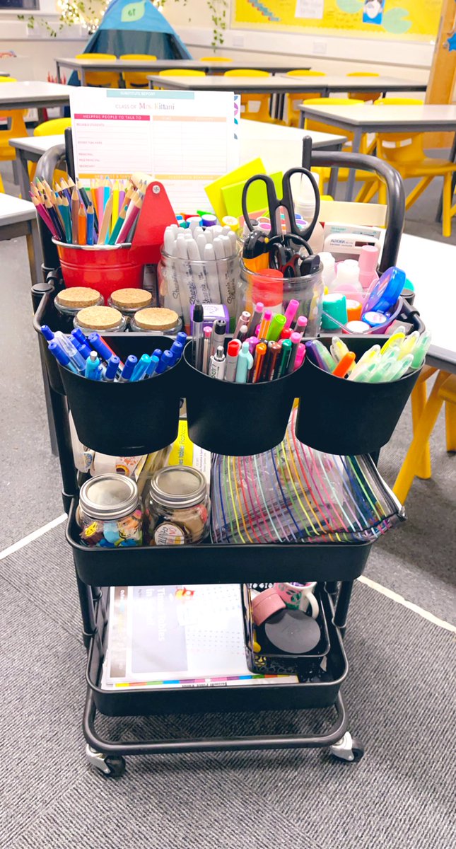 In love with my ‘mobile desk’. I usually wheel this around the school when I have planning time or meetings outside my classroom. It has all my favourite stationary and helps keep my desk tidy.