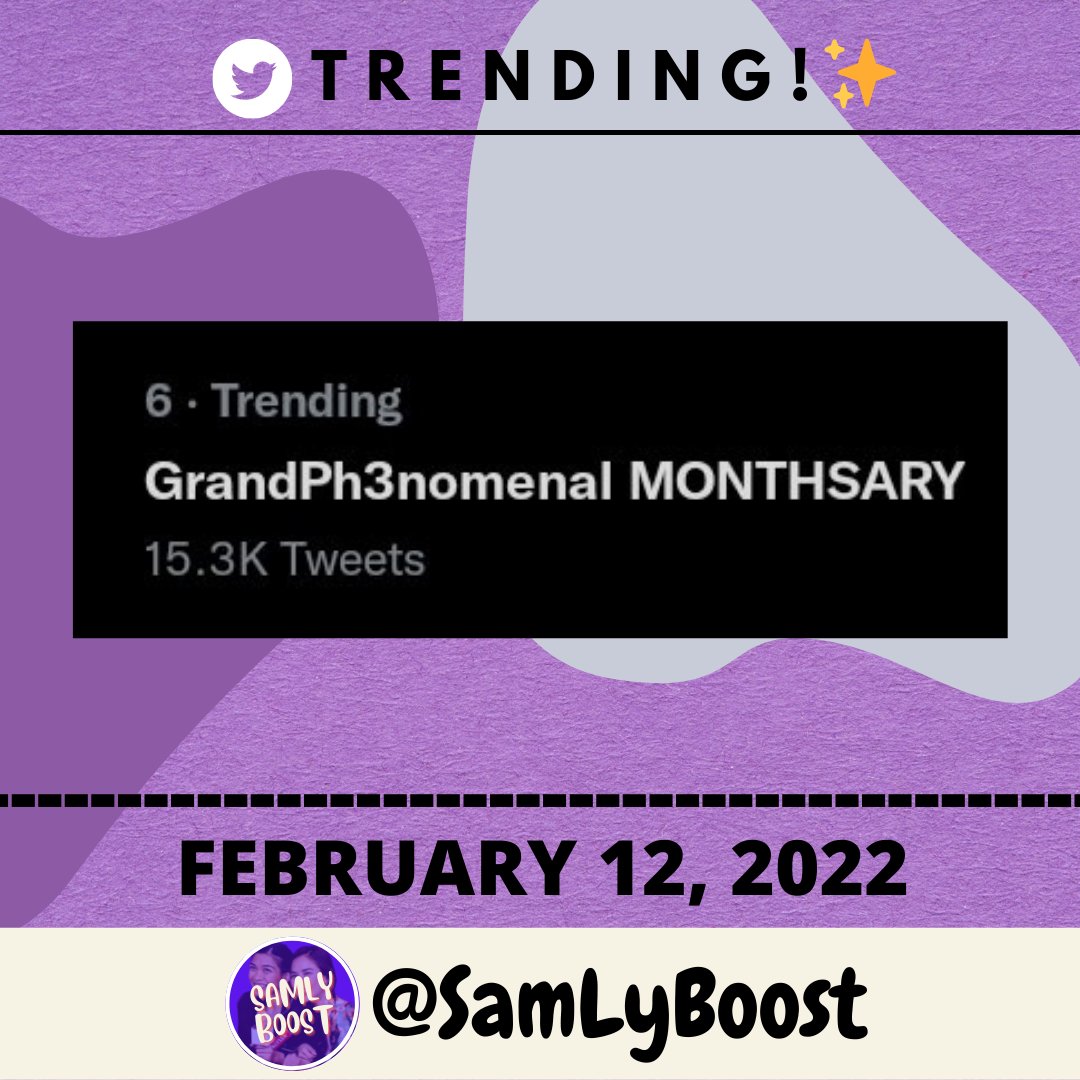 SamLyBoost's tweet image. TREND UPDATE

We are @ the sixth spot with fifteen thousand tweets and counting! Keep those fresh tweets coming, FAM! 

GrandPh3nomenal MONTHSARY