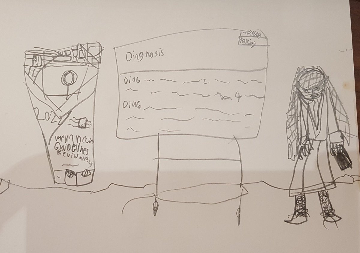 Oncology_Events's tweet image. A sketch to the meeting venue, done by our youngest attendee 👱‍♂️👲👲👱‍♂️😘🎊💐🏵💞💖. 
Showing the
☆Roll Up 
☆Presentation Screen
☆and the speaker. (most likely he drawn his dad  😉😉)
He detailed the view 👍
#MENA_NCCN 
@DRalshangiti