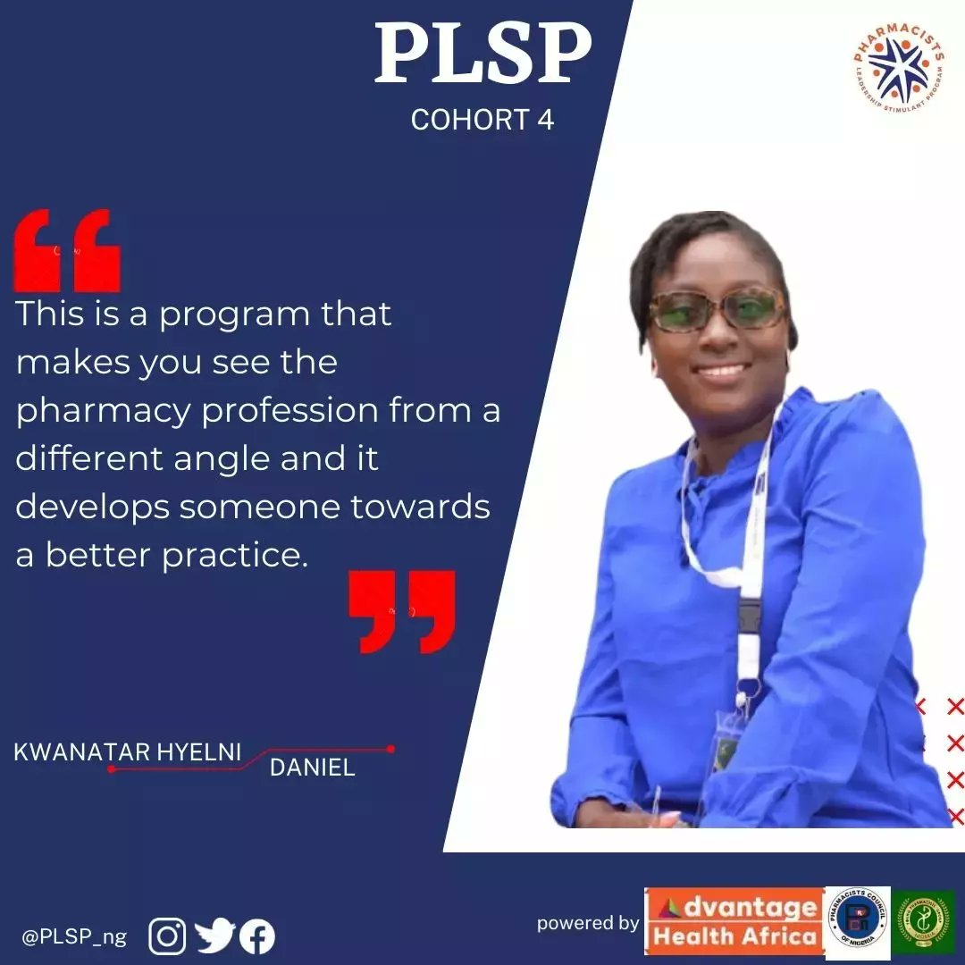 plspng's tweet photo. Do want to improve your leadership, communication skills etc? Are you a final year or early career pharmacist? Then join PLSP! It is a bold move towards career stabilization and capacity Development.  
Powered by Pharmacists Council of Nigeria and Advantage Health Africa. https://t.co/wokyNMJNcL