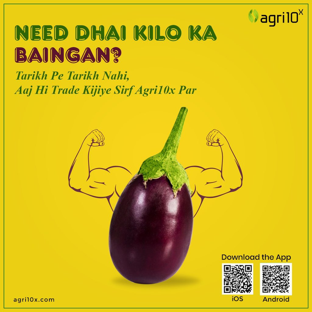 Dhai Kilo Ka Baingan or more, trade directly right away at the best prices only on Agri10x. Download the app now!

#TradeNow #BestDeals #DigitalCooperative #Agri10xDCP