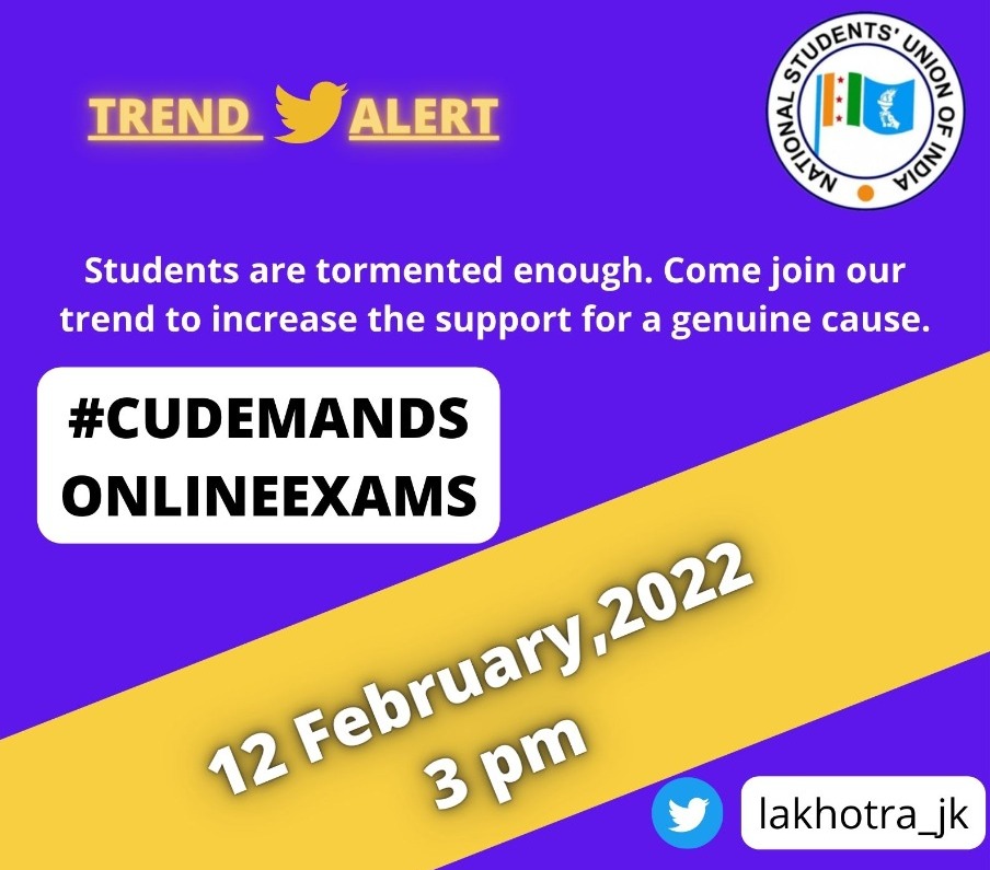 huma_alavi's tweet photo. We the Students of Central University of Jammu demands Online Exams.We are from different parts of country. We had our classes online then why not Exams Online.⚖
#CUJammuDemandsOnlineExams
@ugc_india  @Neerajkundan @nsui @Lakhotra_jk @Nagesh_nsui6 @OfficialCuj  @OfficeOfLGJandK https://t.co/JdTNZ5JEf1