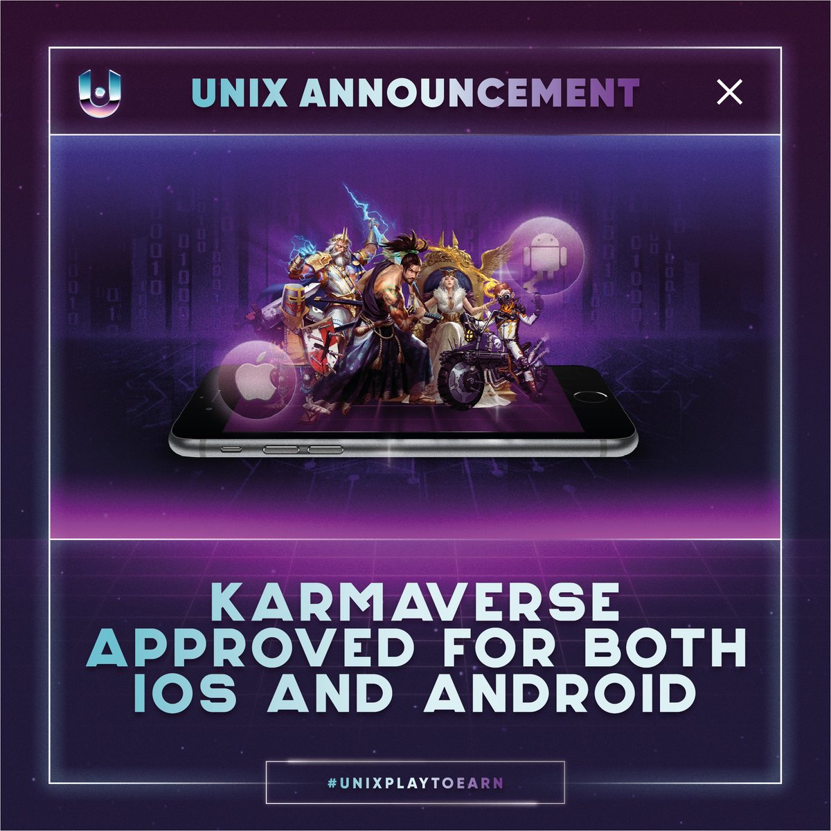 unixcorpgg's tweet photo. #UNIXGaming Updates📡

#KARMAVERSE🎮the first game to be listed on the #UniX  #Launchpad in March has already been approved for application on both iOS and Android operating systems allowing for the potential to reach a huge number of mobile gamers worldwide!

#NFTGames #P2E #DAO https://t.co/jyVXBZ4ek3