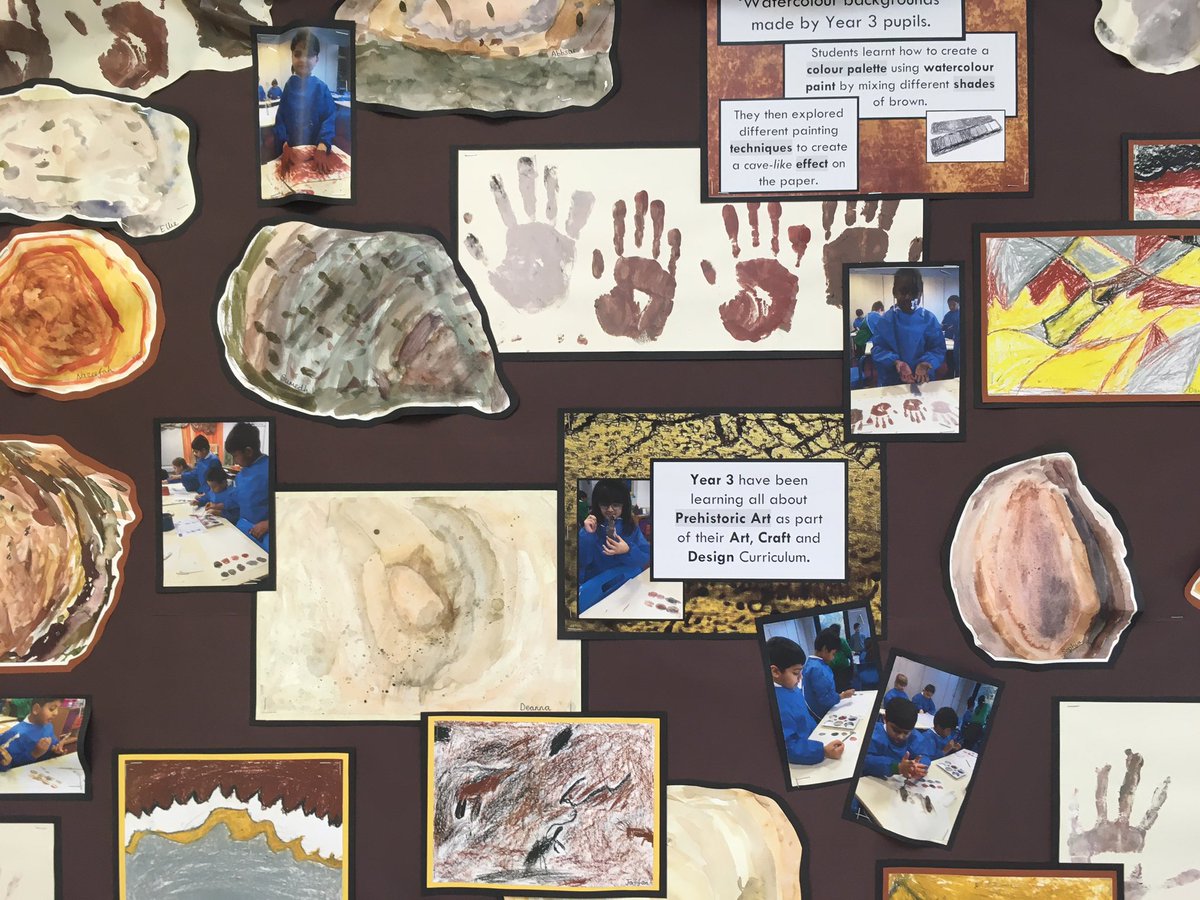 I always forget to take photos of displays but this one I remembered! #Year3 #PrehistoricArt #edutwitter #primaryart @DarrellWakelam @merrillteaches @ThomsonPat @A_New_Direction @creativesch #creativeschools @NSEAD1 @Artsmarkaward #artsmark