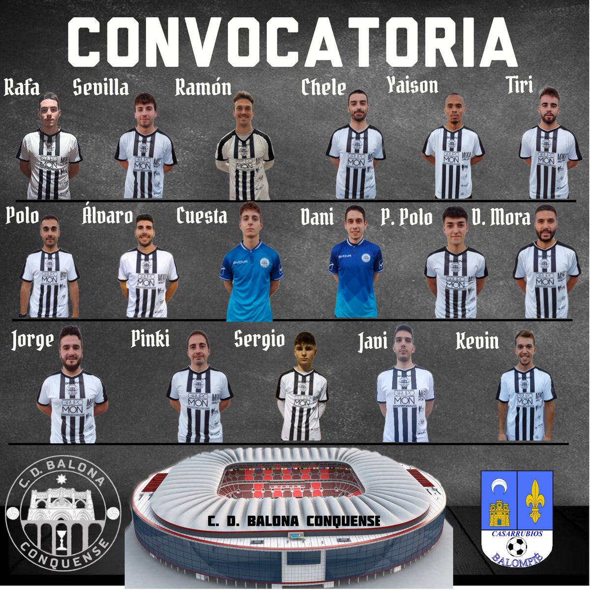 BalonaConquense's tweet photo. 📢📢Afición ya tenemos convocatoria📢📢

Estos son los 17 que hoy se dejaran el alma por conseguir que los 3 puntos se queden casa.

Recordad, todos al Joaquín caparros a las 16:00🕓

#soydelabalona #unetealabalona
🏴🏳️🏴🏳️🏴🏳️🏴🏳️🏴🏳️🏴🏳️🏴 https://t.co/xNpFeLfbxs