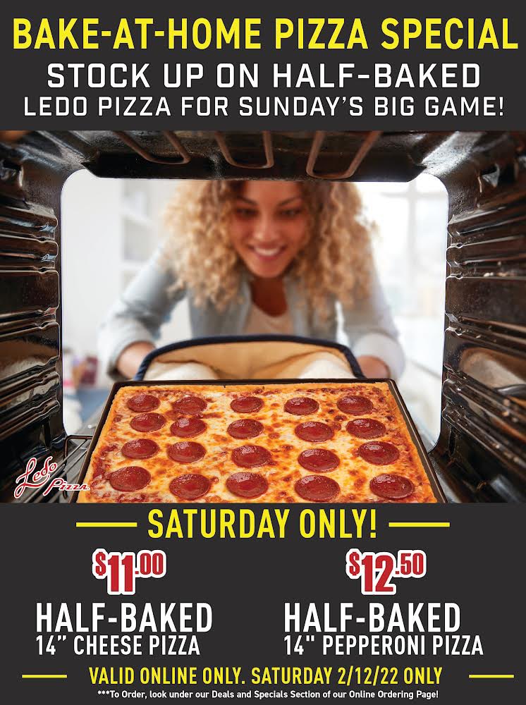 LedoPizza's tweet photo. 🏈 SUPER SATURDAY GIFT CARD GIVEAWAY 🏈

RETWEET &amp; FOLLOW to be
entered to win a
$50 #LedoPizza Gift Card!

2 winners picked at 10pm on 2/12/22

Stock Up on Half-Baked Ledo Pizzas TODAY to beat the rush on Sunday! 

SATURDAY ONLINE ONLY SPECIAL!ORDER NOW:
https://t.co/dR6Yi5D0Xg https://t.co/QBuwkIKaG5