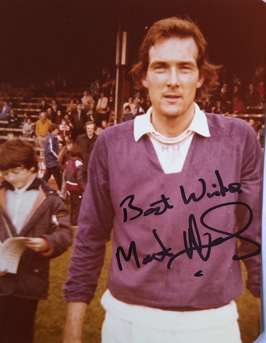 HertsRoyal's tweet photo. A schoolboy me tookthis picture at a #readingfc open day at Elm Park more than 40 years ago, finally got it signed by legend Martin Hicks today @OldRoyalsStuff @cribsie https://t.co/3ienE0AThv