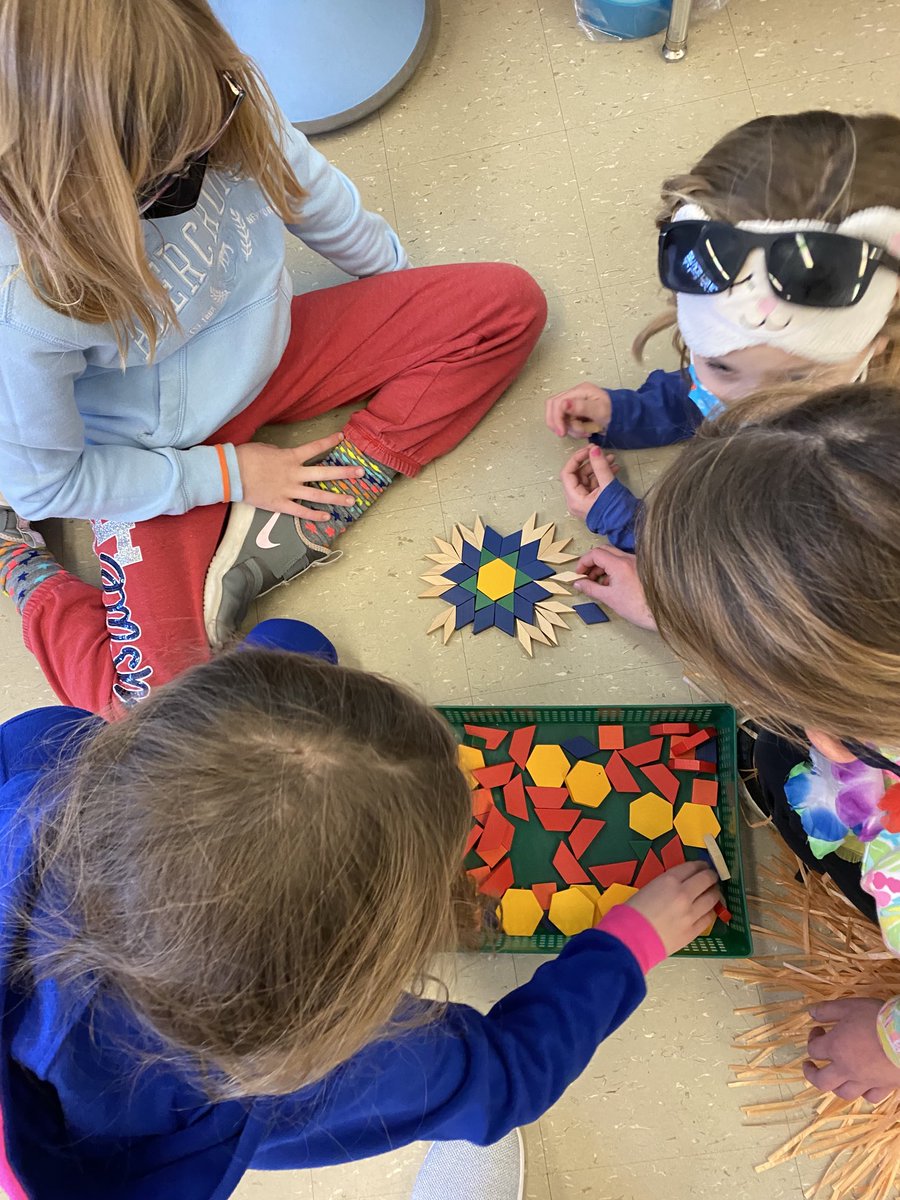 Winthrop 100th Day Fun: Building with 100 Legos in kindergarten and creating designs with 100 pattern blocks in 2nd Grade! ⁦<a href="/WinthropEagle/">WinthropSchool</a>⁩ ⁦<a href="/hw_schools/">Hamilton-Wenham Regional School District</a>⁩