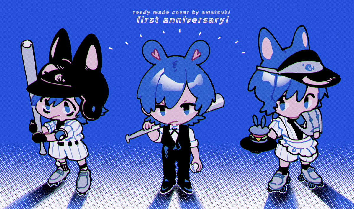 「レディメイド / 天月‐あまつき‐
1周年おめでとうございます!🎀⚾️🐰
#」|茶々のイラスト