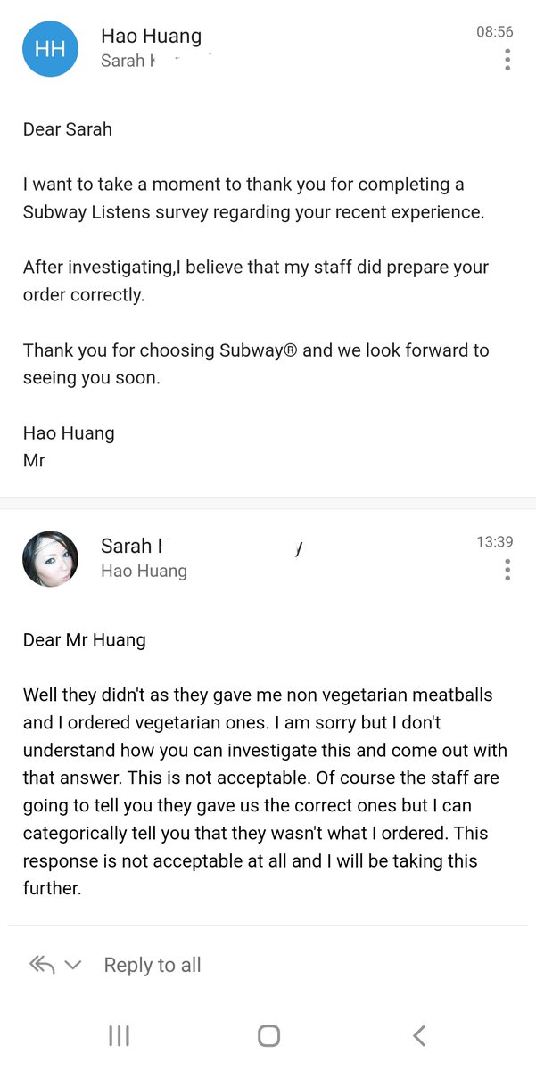 wenchess23's tweet photo. Apparently Mr Hao Huang was in my living room when I opened my MEAT meatballs. Otherwise how would he know?!? Just not acceptable. I only wanted an apology @SubwayUK @SubwayListens https://t.co/GH1Kjllz0y
