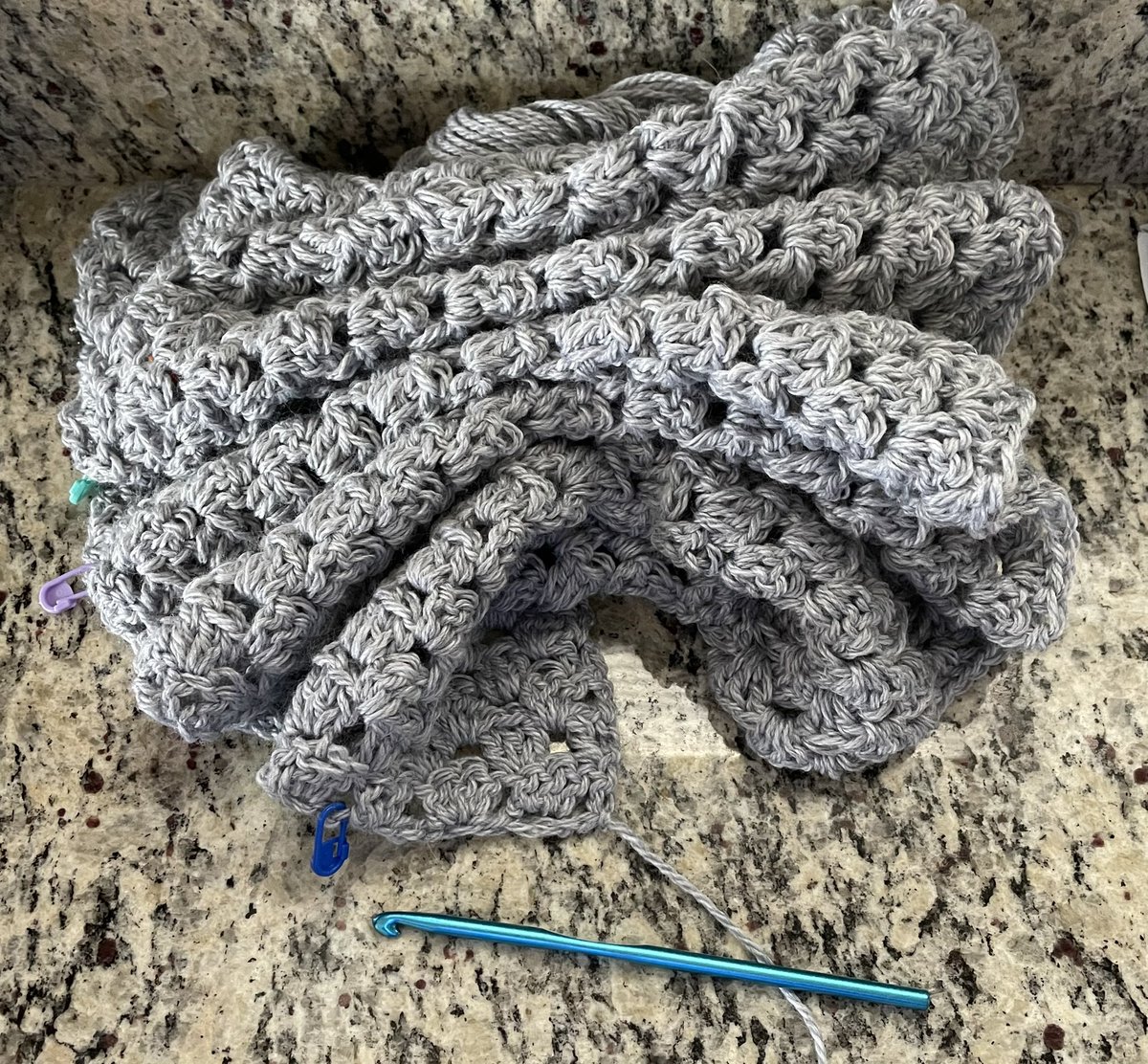 EricHastie's tweet photo. That time when you’re crocheting a blanket and you set it down and see golgi! @ravenscimaven #sciencecrochet https://t.co/nQxIja5fL1