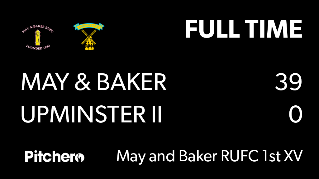 FULL TIME: May &amp; Baker 39 - 0 Upminster II
#MAYUPM #Pitchero
mayandbakerrufc.com/teams/37157/ma…