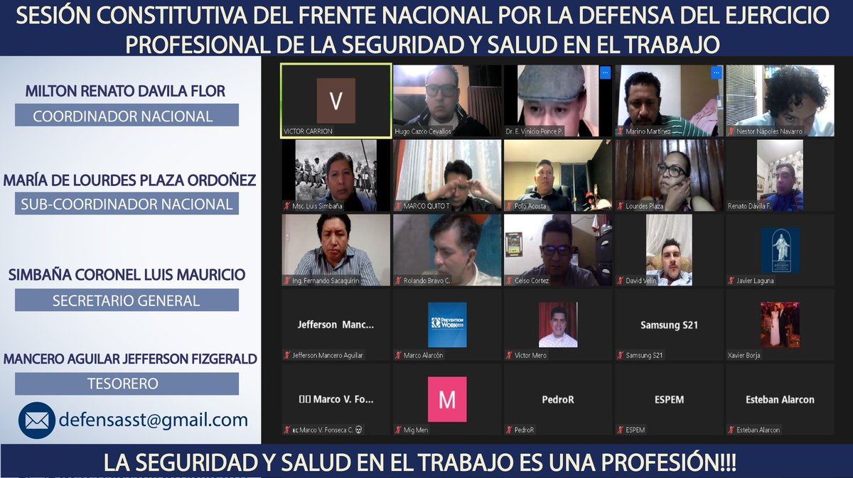 EcuadorSst's tweet photo. 💪👷🏻‍♀️🧑‍⚕️🇪🇨👉Excelentes noticias se ha conformado la Directiva del Frente Nacional por la Defensa del Ejercicio Profesional de la SST existe el compromiso de trabajar por un beneficio común y luchar por mejores días para nuestra profesión  auguramos el mejor de los éxitos 🧑‍⚕️👷🏻‍♀️🇪🇨 https://t.co/uuw6qMmnDI