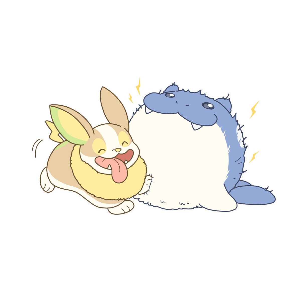 ザラ タマザラシリクエストイラスト ワンパチとじゃれてるタマザラシ です 静 シパソのイラスト