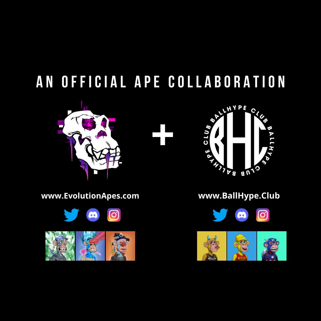 EvolutionApes's tweet photo. It's official, we are collaborating with BallHype Club. We are giving away 50 Genesis Ballin' Whitelist Spots.

In order to win 1 of the 50 spots you must:
1️⃣Follow @BallHypeClub &amp; @EvolutionApes 
2️⃣RT, Like &amp; Tag 3 Friends
3️⃣Join our discord👇https://t.co/5GK1Ek9SOD https://t.co/jnusHALjOr