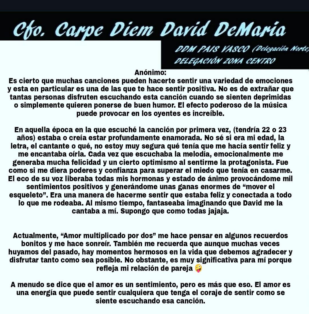 guasyDDM's tweet photo. En ocasiones escuchas una canción y piensas que el autor la ha escrito basándose en tu vida, y eso les pasa a muchos con #AmorMultiplicadoporDos #DavidDeMaría25Años @DavidDeMaria https://t.co/gLKDmXLdU0 https://t.co/hi5ivEA5j8