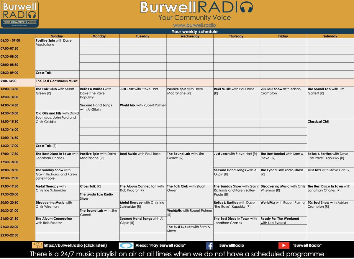 Introducing ‘Ready For The Weekend’ Friday Nights at 9:00pm on Burwell Radio, and check out ‘The Best Disco In Town’ Sundays at 5:00pm with Jonathan Charles.

Remember you can listen to Burwell Radio via our website burwell.radio or ask ALEXA:"Play Burwell Radio"