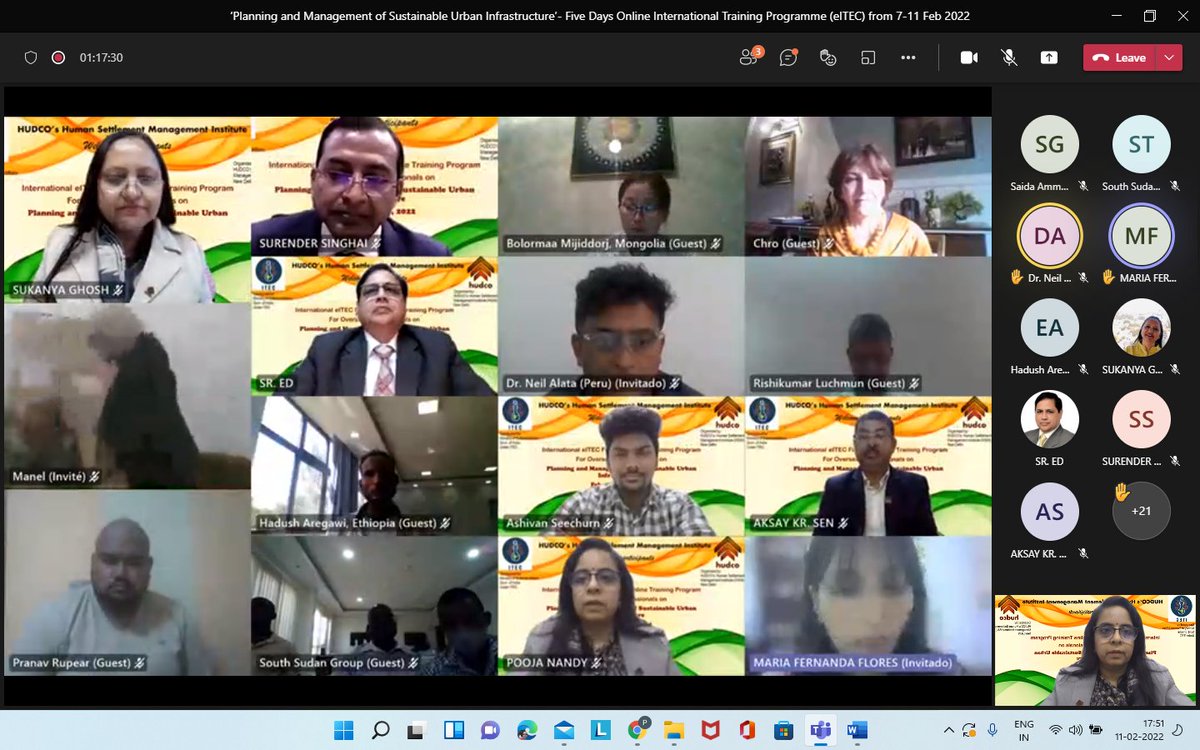 HudcoH's tweet photo. Valedictory address given by Mr D Guhan #DFHUDCO in #ITEC Course 'Planning and Management of Sustainable Urban Infrastructure' in the presence of Dr D Subrahmanyam, Head #HSMI, 68 participants of 17 countries, Mr Surendra Singhai, Dr Sukanya Ghosh, Dr A K Sen & Ms Pooja Nandy https://t.co/SSavCTqNBk