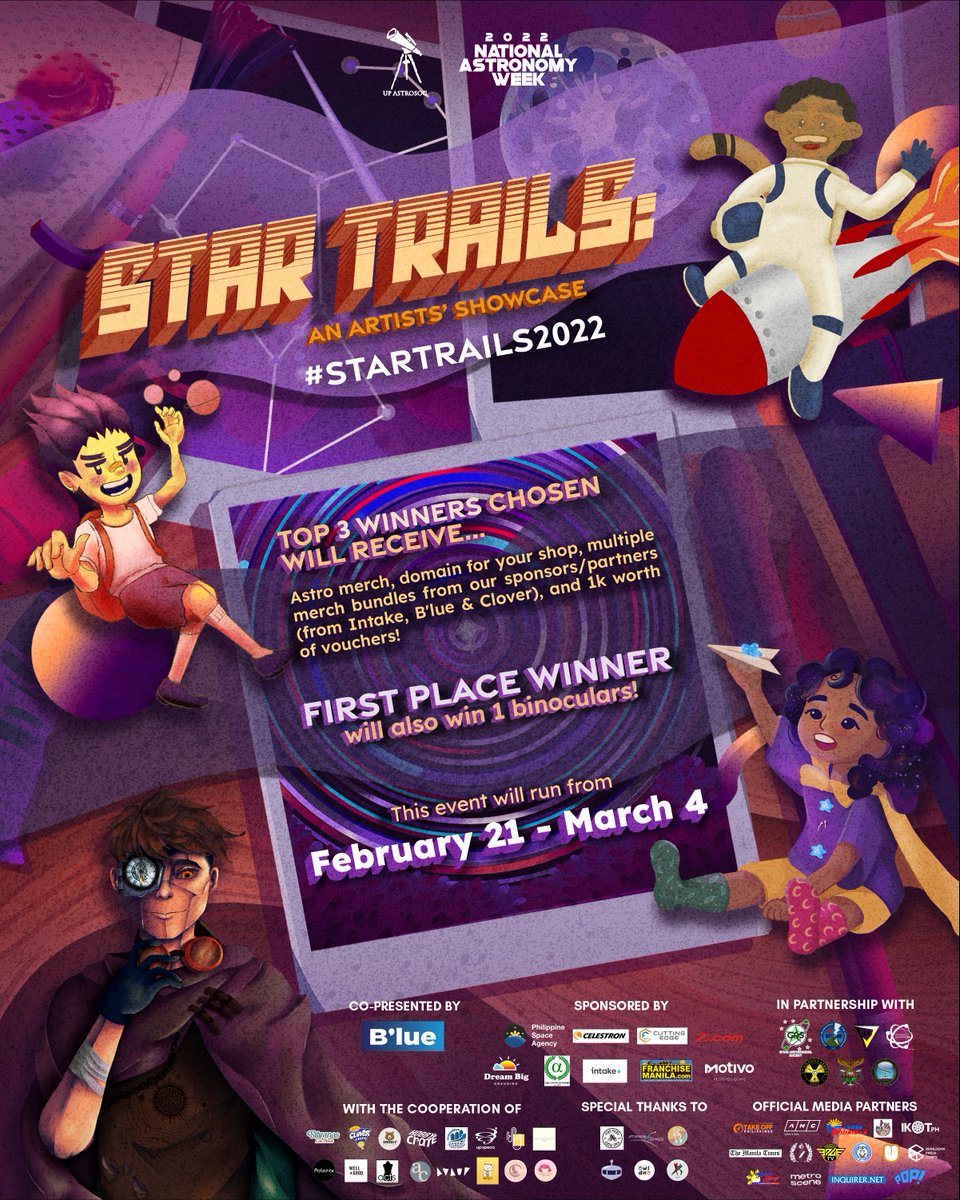 upastrosoc's tweet photo. It’s a Starry, Starry Night ✨🌕

Are you ready to paint the stars? Bring out the inner Van Gogh in you as you paint your palette blue and grey for this wonderful event, Star Trails: Artist Showcase! 

#NAWalaSaTala2022
#NAW2022
#StarTrails2022 https://t.co/TLPYiPSAii