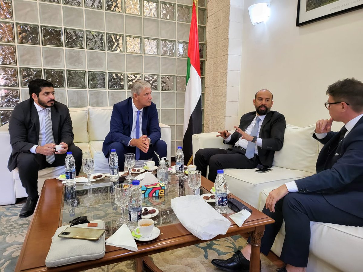 mrmartingonzalo's tweet photo. Junto al S.E. Embajador de @UAEEmbassyBA Saeed Abdulla Alqemzi y Min. Educación CyT #Misiones @miguel_sedoff, conversamos sobre las oportunidades de colaboración conjuntas en tecnologías desarrolladas en #Misiones por @faniotargentina @Hamelbotlabs🇦🇷🇦🇪 https://t.co/BUAi8v7Tty