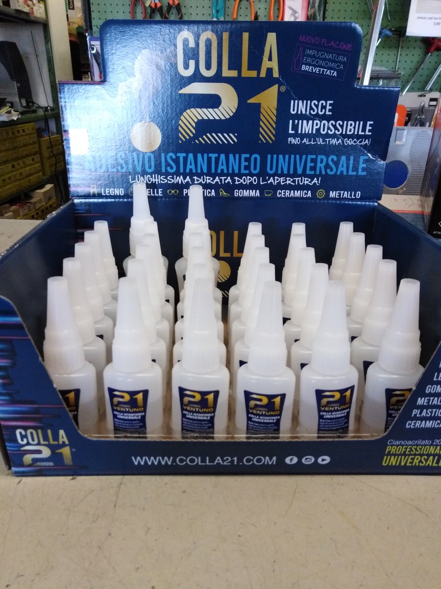 FerGalanti's tweet photo. #colla21 Colla 21 cianoacrilico gr. 20 disponibile in #ferramenta
Ottima per gomma, ceramica, metallo, legno https://t.co/6WDlzRle61