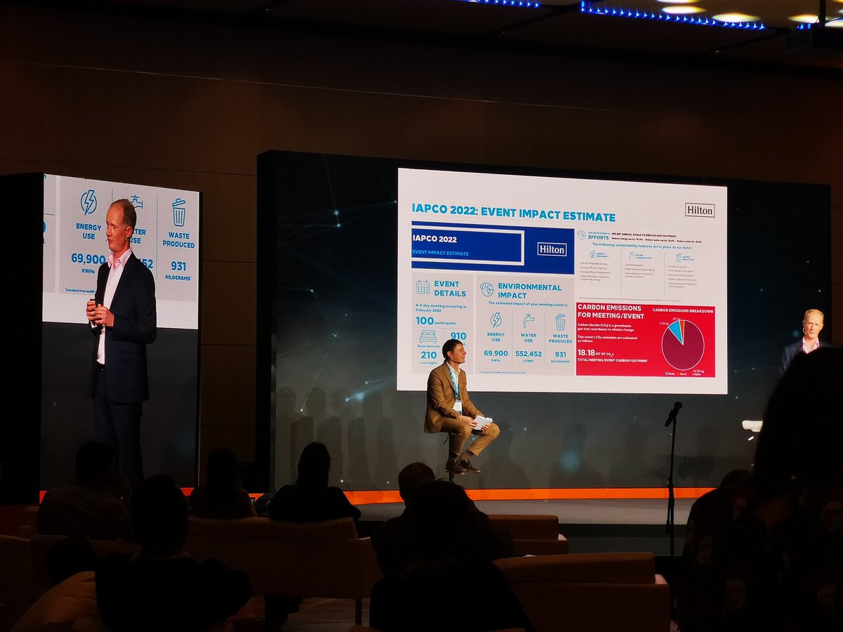 Brilliant to hear from David Kelly <a href="/Hilton/">Hilton</a> that 100% of the #carbonfootprint and #environmentalimpact of #IAPCO2022 will be offset as part of a global #ESG project of the hotel chain.
<a href="/iapco/">IAPCO</a>