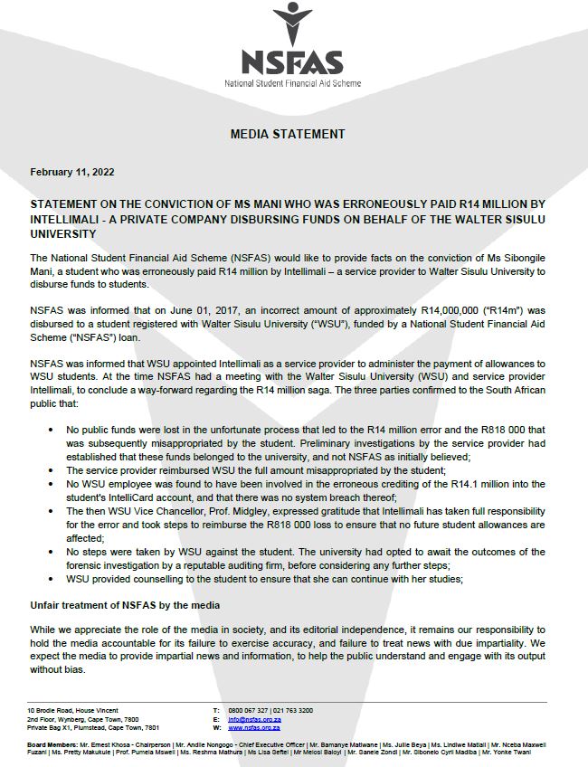 NSFAS tweet media