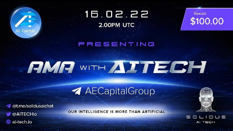 AEcapitalt's tweet photo. 🔥 AE Capital will Host the #AMA with @AITECHio

💰 Reward pool: $100 
👉 Venue: https://t.co/2pjphZFsjT
⏰ Date &amp; time: 16th February at 2 PM UTC | 9 PM GTM+7

Follow Twitter:
@AEcapitalt &amp; @AITECHio

Like + Retweet, Ask Question on Comment. ( Max 5 question ) https://t.co/paSLBqySvj