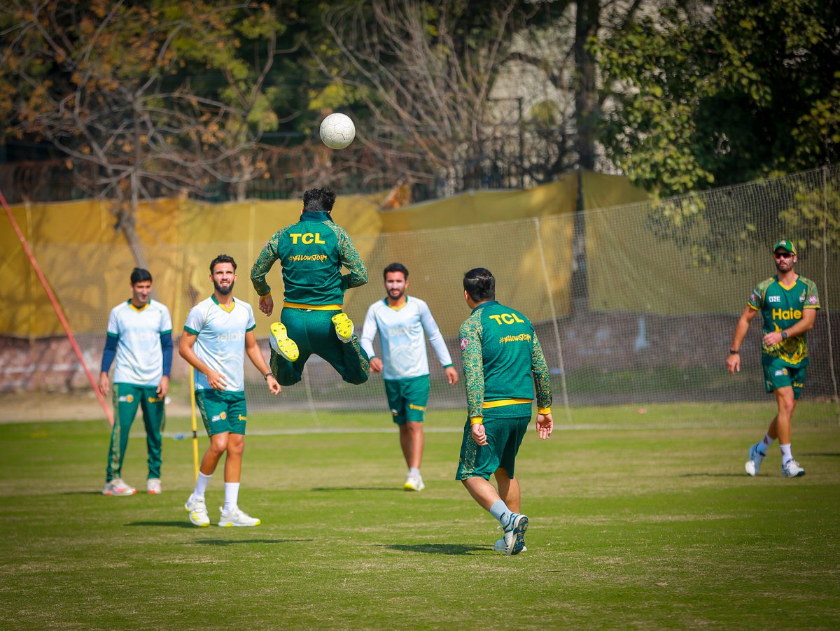PeshawarZalmi's tweet photo. 📸from Peshawar Zalmi's Training Session today at National High Performance Centre, Lahore.
Players played a quick game of football and did fielding practice before going to the nets! 💯
#AayaZALMI #YellowStorm #YellowIsTheColor #Zalmi2022 #HBLPSL7 #LevelHai https://t.co/iouf9T3kBI