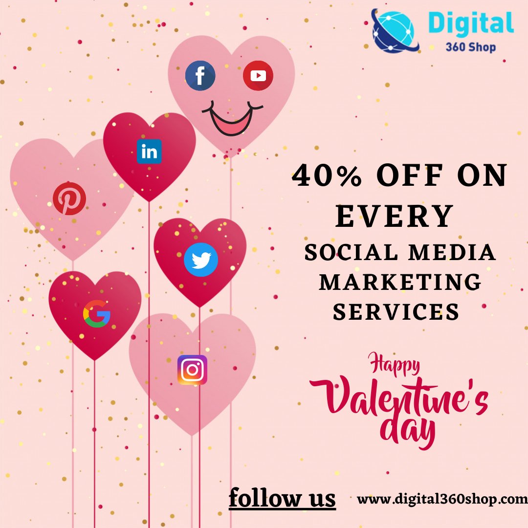 digital360shop's tweet photo. 40% off on every social media marketing service.
#digitalmarketing
#socialmediamarketing# web Design #SEO #smm# #valentinesdaygifts 
Contact us-8188088192 
Visit us - https://t.co/3ksfOnRfnb https://t.co/kJlORewK8O