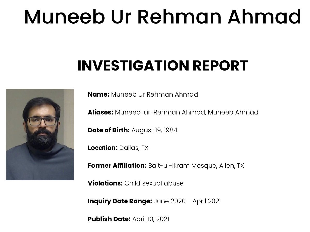 SAMRIReports's tweet image. Muneeb Ur Rehman Ahmad, a former official of #Ahmadiyya community's Bait-ul-Ikram mosque in Allen, Texas, USA, was charged with child sexual abuse.

facetogether.org/investigations…