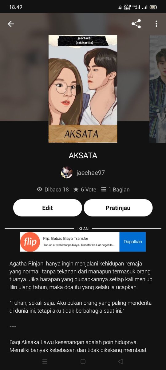 S_mymiddlename's tweet photo. 🍏AKSATA🍏
"Tuhan, sekali saja. Aku bukan orang yang paling menderita di dunia ini, tetapi aku tidak berbahagia saat ini." Agatha.

"Kalau mau pergi silakan aja. Gue bukan tipe yang mengekang. Gue yang tanggung jawab kalau lo kenapa-kenapa." Aksaka.

Link:
https://t.co/oilLyO8uPC https://t.co/3eaeqo5LIb