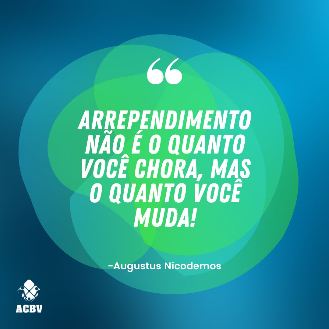 Deus não procura espetáculos de arrependimento em busca de reconhecimento humano, mas sim a verdadeira luta para implementar mudanças em nossa nova vida! Não é o quanto nos choramos, mas o quanto mudamos!

#academiacristã #escolacristã #acbv #sejaamudança #bethechange