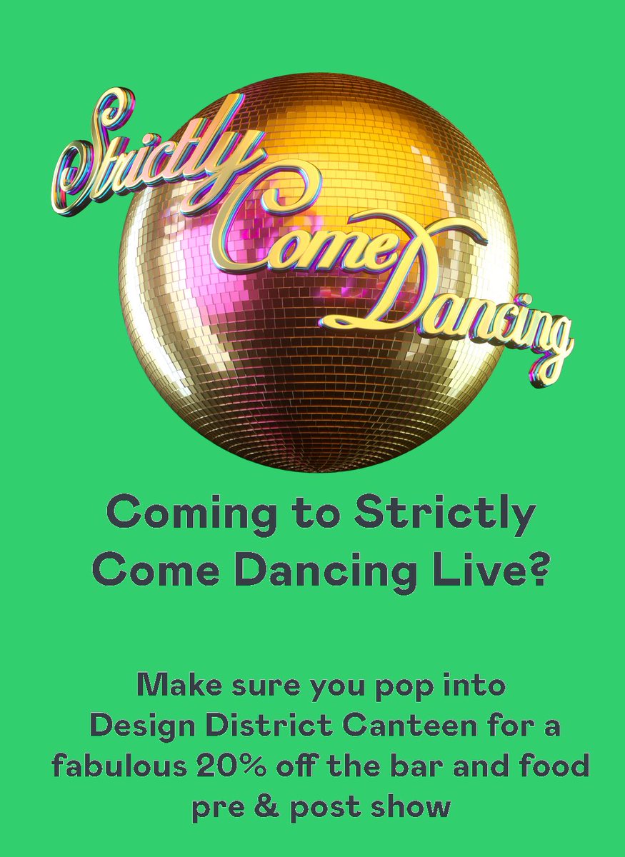 CanteenFoodHall's tweet photo. Heading to @TheO2 today or tomorrow to watch @bbcstrictly live! Make sure you cha cha by pre or post show for a huge 20% off. 

#Strictlytour #Strictlylivetour #theo2 #northgreenwich #visitgreenwich #o2areana https://t.co/fgXmgQQJoU